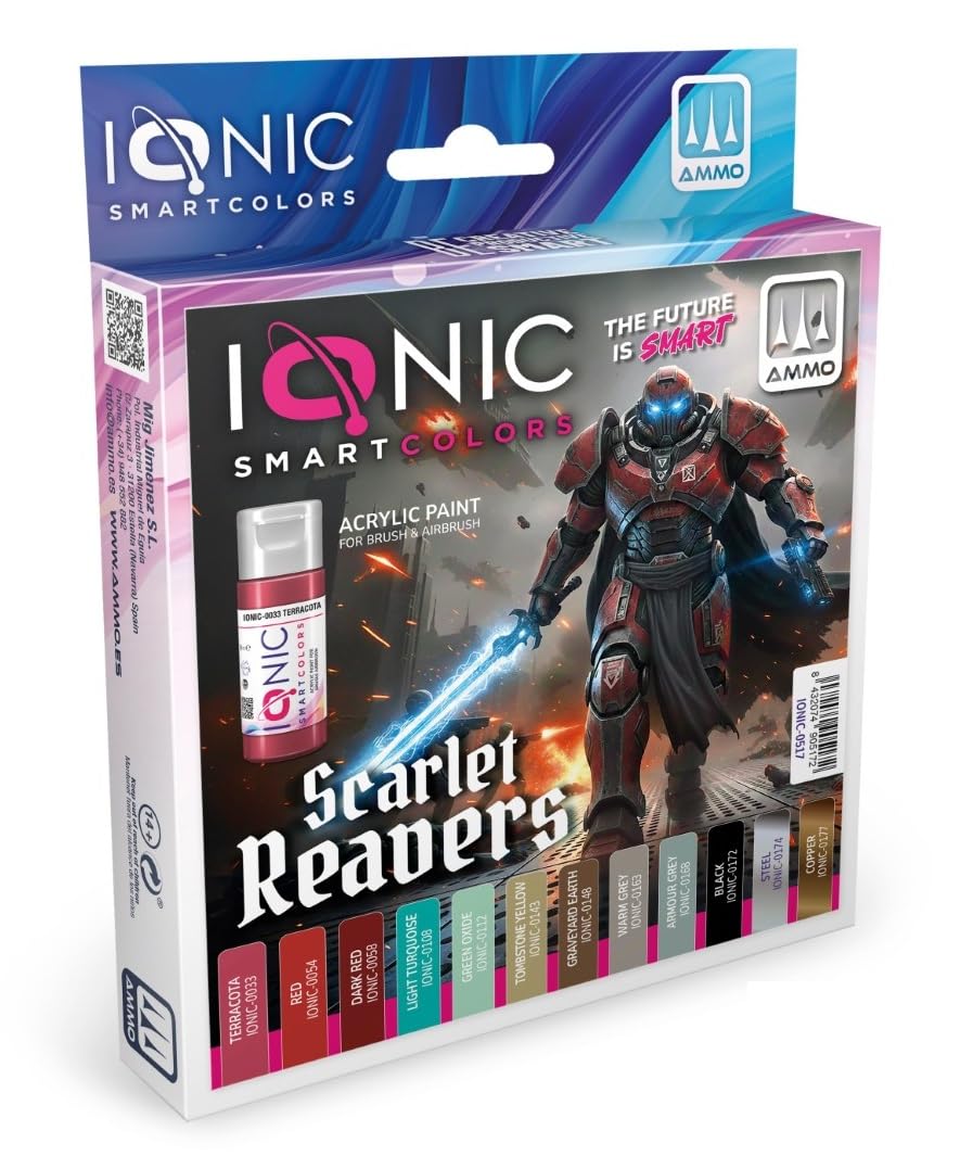 Mig Jimenez IONIC Smart Colors Szkarłatny Szkarłatny Zestaw - 12 farb akrylowych do Wargames - IONIC-0517