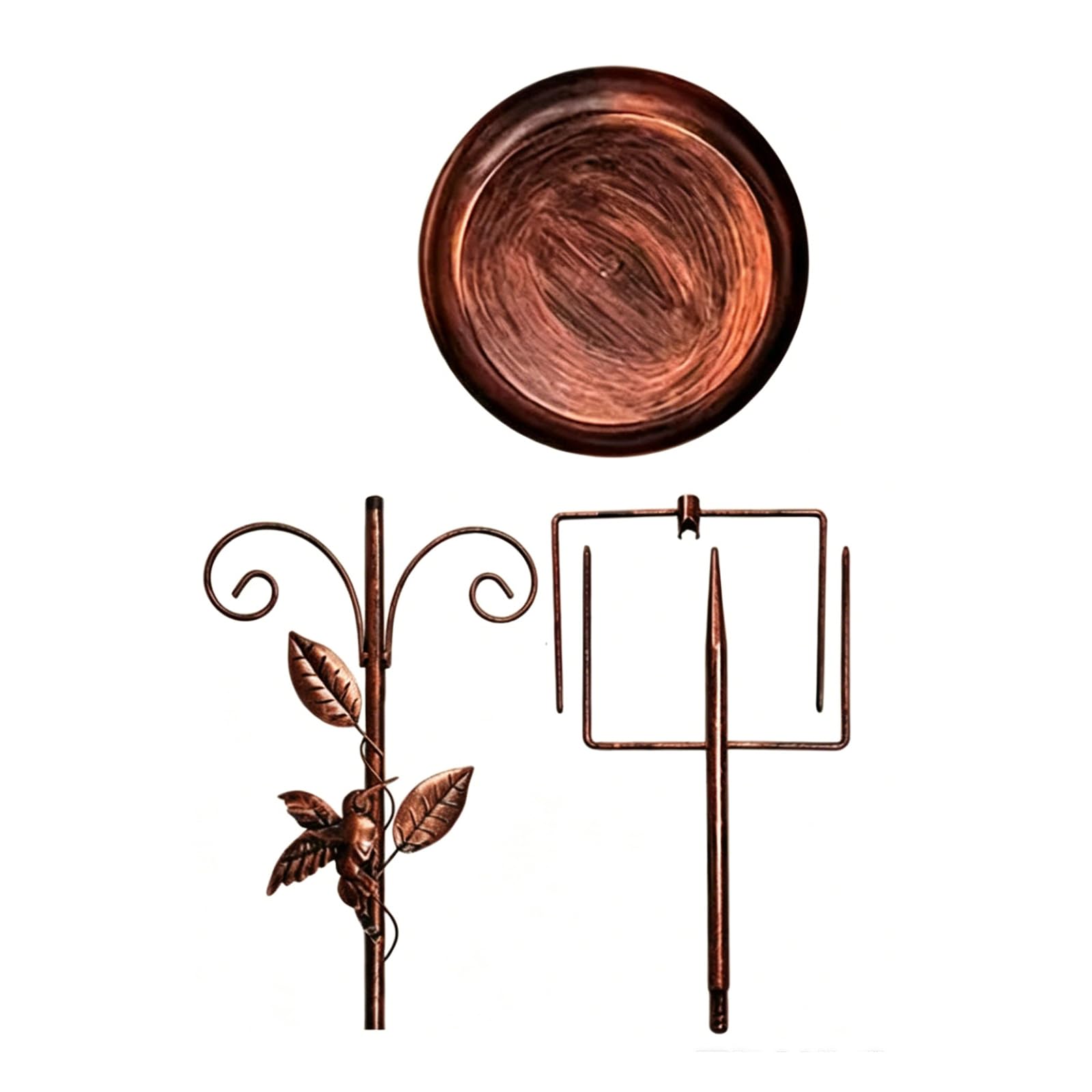 LWHZOFR Metal Bird Bath for Outside, Rain Catcher Bird Bath, Birds Water Bowl, Outdoor Birds Feeder & Water Bowl, Vintage Freestanding Birdbaths & Birdfeeder, Antique Bronze Lawns Patio Yard Décor
