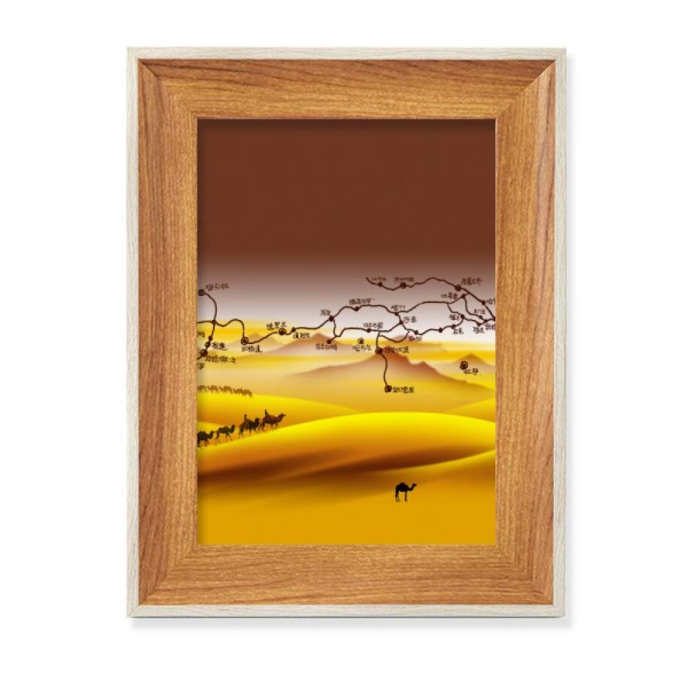 Cadre photo bois de bureau cadeau idéal peinture désert Route de la Soie