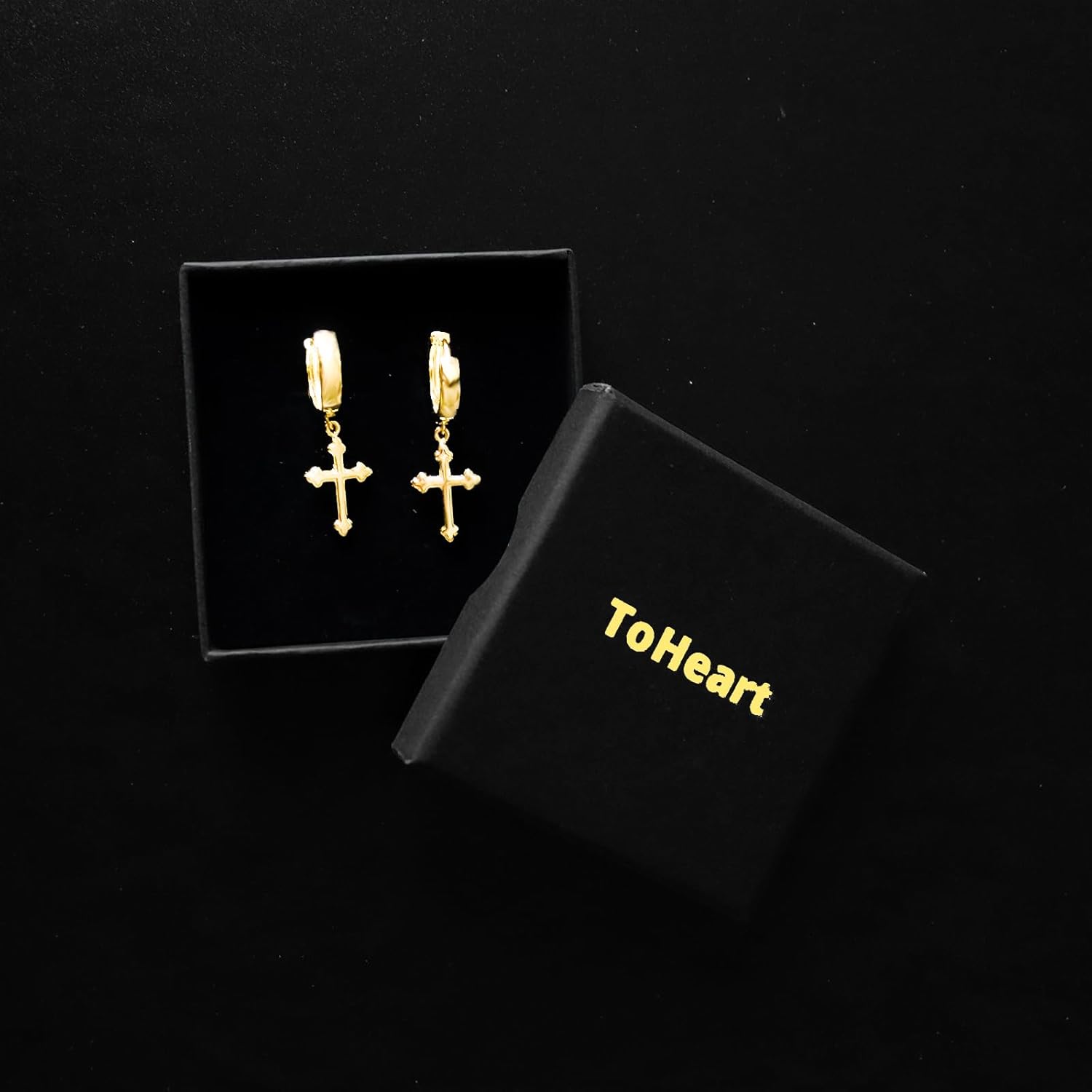 ToHeart Gold Cross Hoop Earrings for Womens Minimalist Gold Earrings Dangle Elegant Hypoallergenic Gifts - Image 6