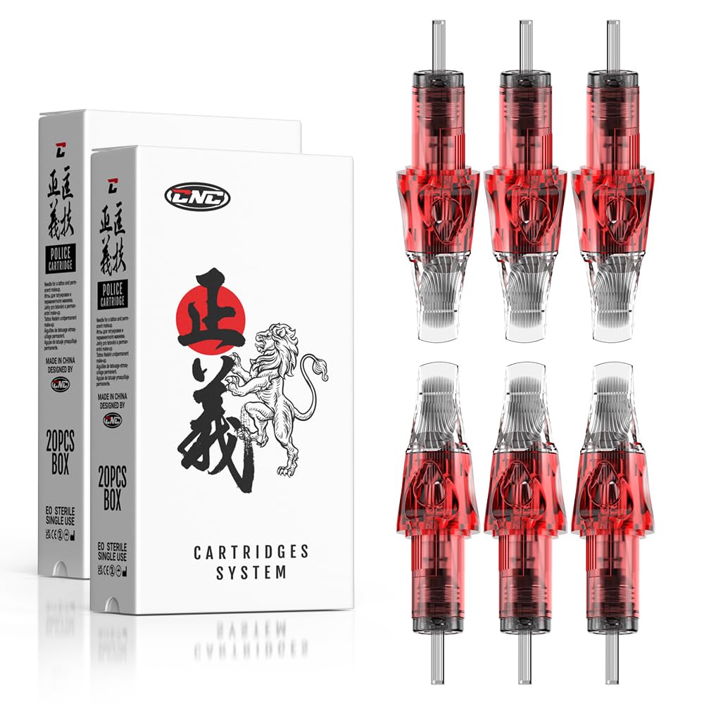 CNC Cartuchos de Tatuaje Aguja para Tatuar #10 Modelo Mezclado RL (7RM 9RM 11RM 15RM) Tattoo Cartridge Needles Bugpin 0.3mm Estándar Desechable con Membrana Curved/Round Magnum EN04X-40KIT-LL