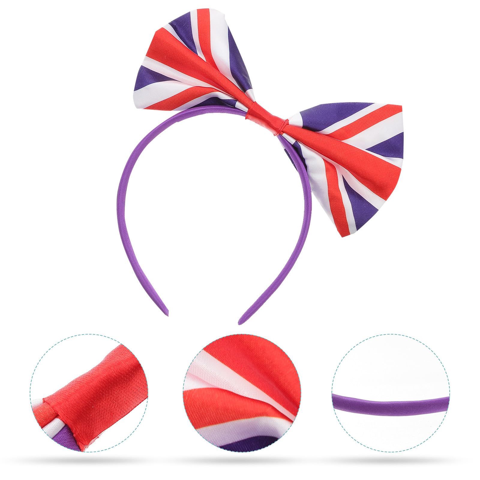 SEWACC 15 Piezas Diademas Lazo Grande y Bandera Británica para Fiesta Temática, Accesorio de Satén Cómodo y Resistente Pelo
