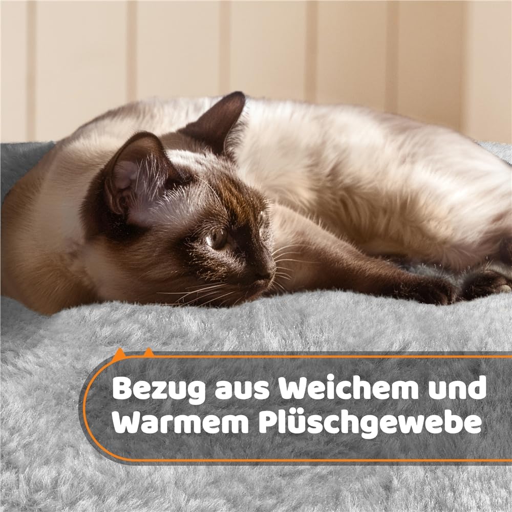 Yaheetech Kratzbaum Katzenkratzbaum 174 cm Katzenbaum Groß Kletterbaum 3 kuschelige Aussichtplattformen Spielhaus für Katzen Hellgrau