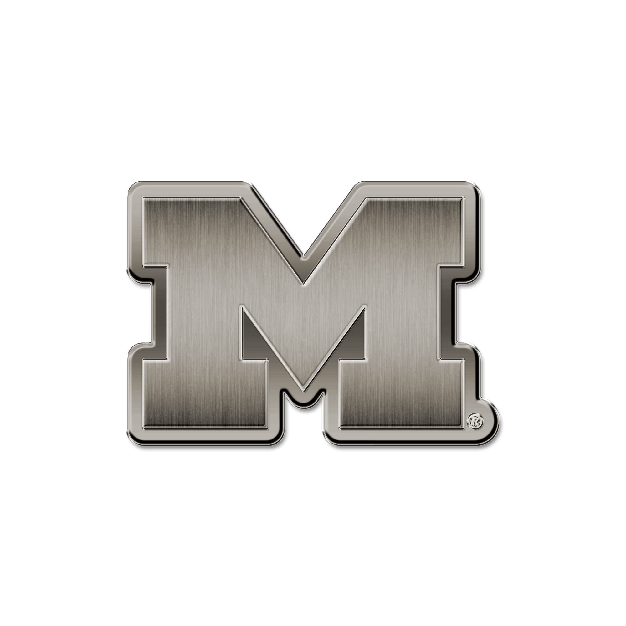 Rico Industries NCAA Michigan Wolverines Antique Auto Emblem Antique Nickel Auto Emblem for Car/Truck/SUV