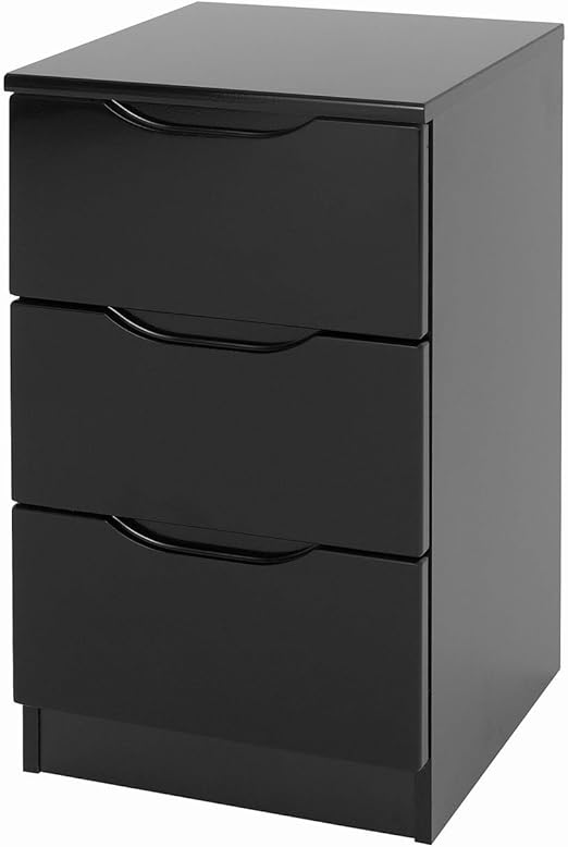 Black Bedside MDF, modern design, high gloss finish 3