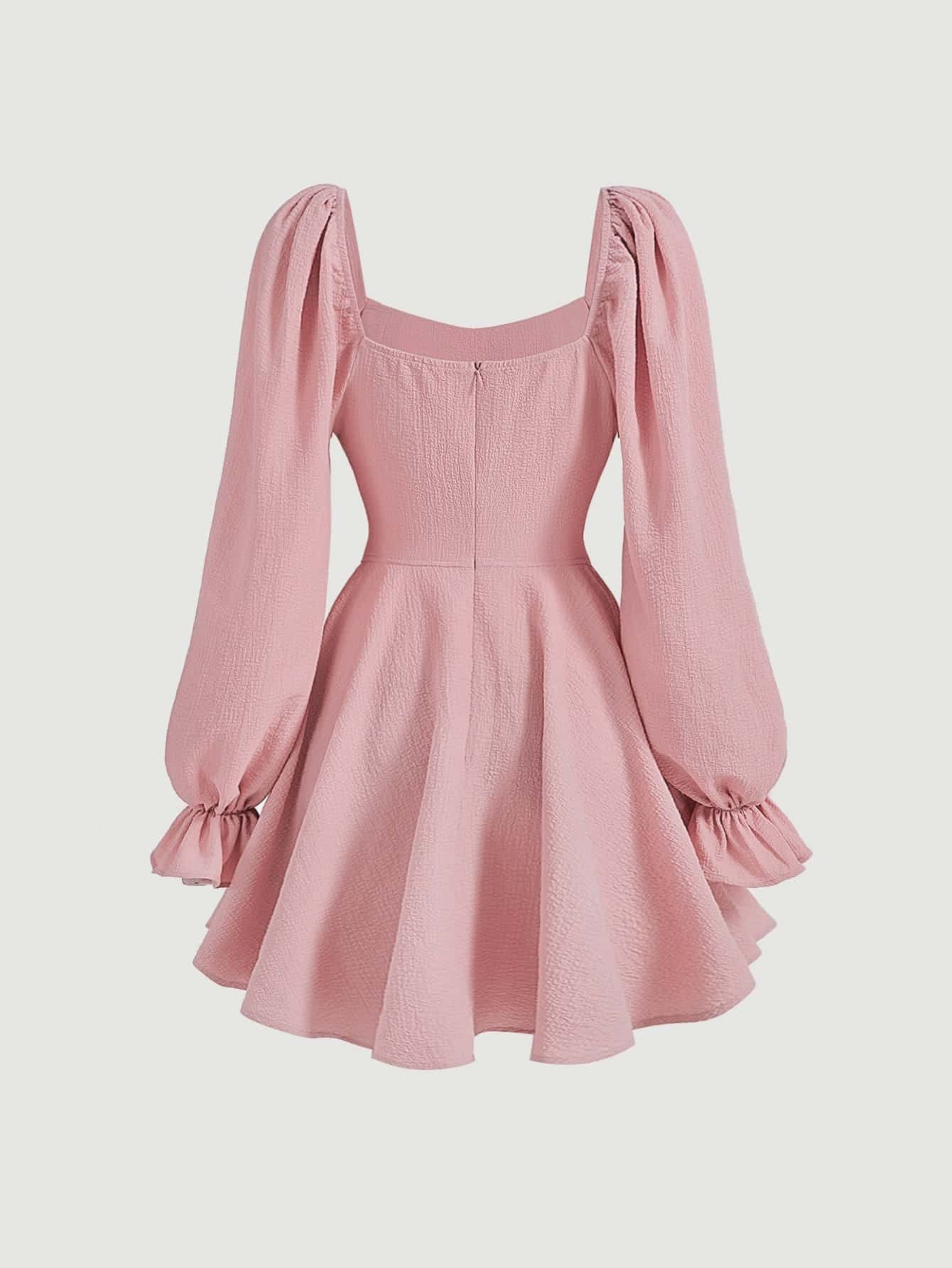Amazon.com: Women's Dresses Sweetheart Neck Flounce Sleeve Lace Up Corset  Dress Dress for Women (Color : Dusty Pink, Size : X-Small) : Clothing,  Shoes & Jewelry