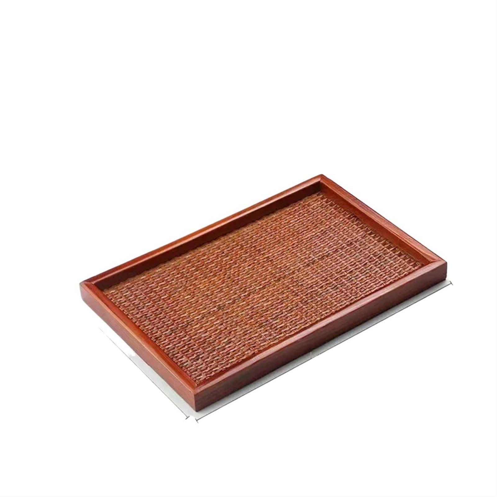 Plateau à Thé Plateau à thé tissé en rotin, Plateau en Bois Massif, rectangulaire, décoration de la Maison, Plateau de Tissage en Bois rétro(30cmx20cm)