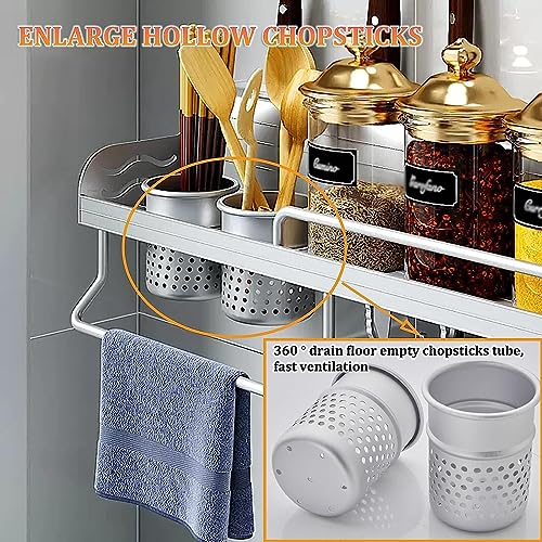 Kitchen Shelf with 6 Hooks, Black Wall-Mounted Utensil Rack, Hanging Spice Rack, Kitchen Tool Holder, Versatile Storage Solution for Utens and Gadgets - Image 4