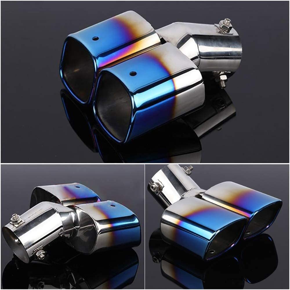 Tubo Scarico Auto Auto Tailpipe 1 Pz Universal Blue Tacco In Acciaio Inox Tubo In Chrome ExhaustrePlacement Silenzio Punta Posteriore Suggerimento Accessorio
