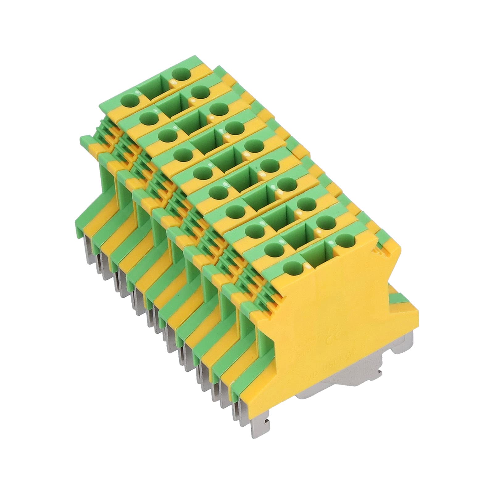 VOBOR Morsettiere per guida DIN, 50 pezzi morsettiere a crimpare elettriche con messa a terra a 2 canali,USLKG-2.5