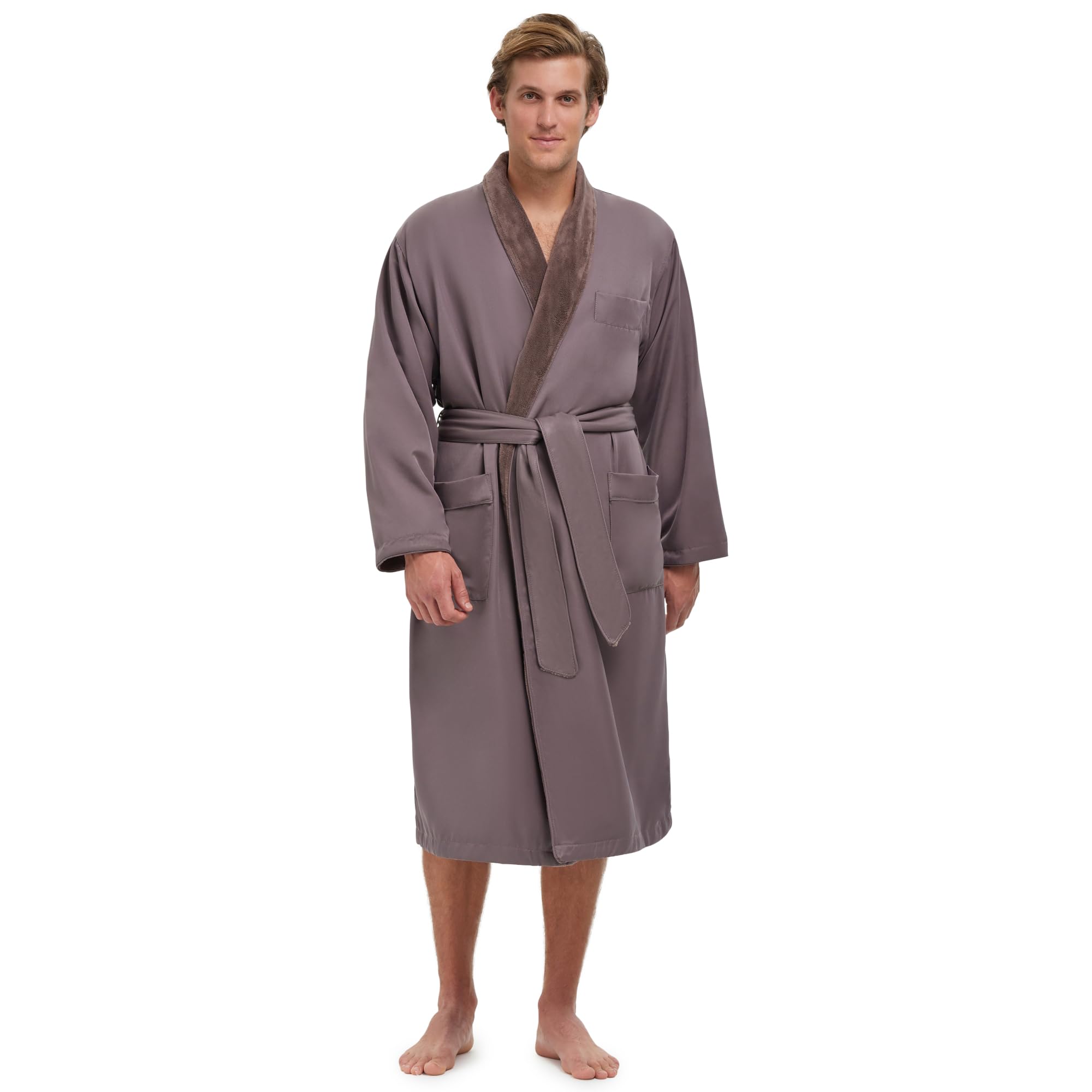 MONARCH Unisex Plush Lined Microfiber Bath Robe - Soft Shell with Polyester Lining, Resort-Grade Hotel & Spa Robe with Pocket