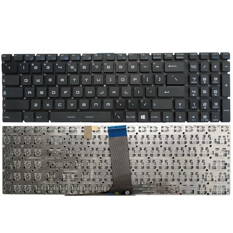 Clavier portable pour MSI MS-16L1 MS-1771 avec touches noires à frappe silencieuse US