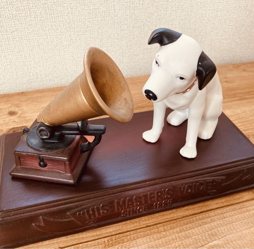 Amazon.co.jp: Victor ビクター犬 ニッパーくん 蓄音機 台座 置物 陶器 