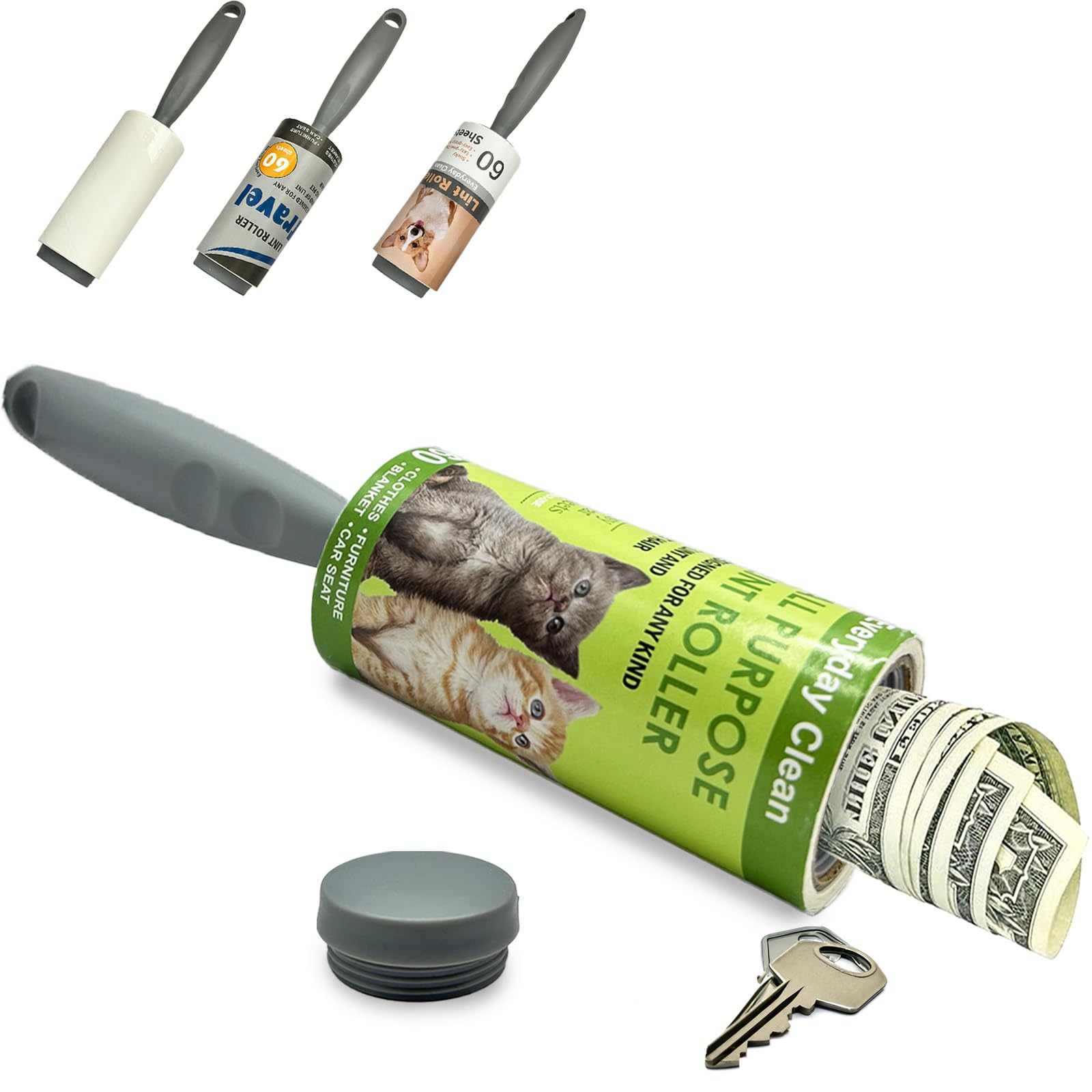 Diversion Safe Money Lint Rollers for Pet Hair, Sticky, Remover for Couch, Clothes Furniture and Carpet. Dog Hair Remover Cat Hair, Animal Fur - Secret Hidden Jewelry Storage Home Security