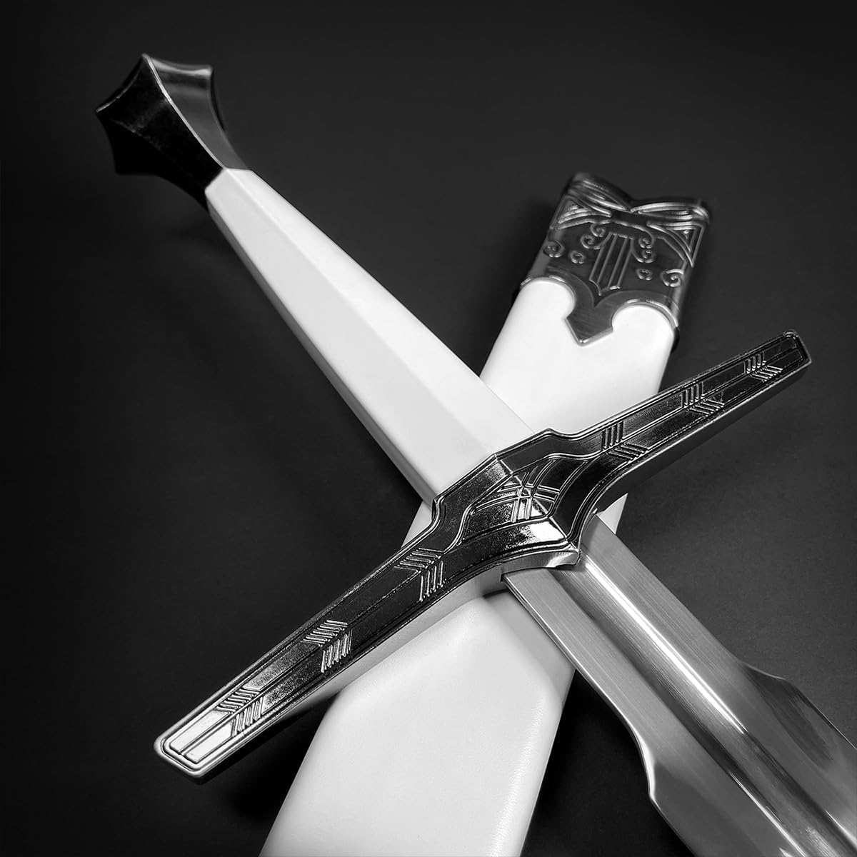 Medieval Fantasy Sword Replica The Witcher Sword Blade w/Faux Leather Handle - Steel Swords w/Wooden Scabbard - The Knight Sword for Collection, LARP, Cosplay & Gifts