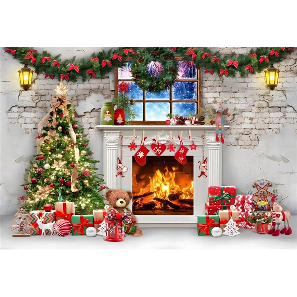 Amazon.co.jp: 背景布 クリスマス 飾りの古い部屋 Merry Christmas 2.5