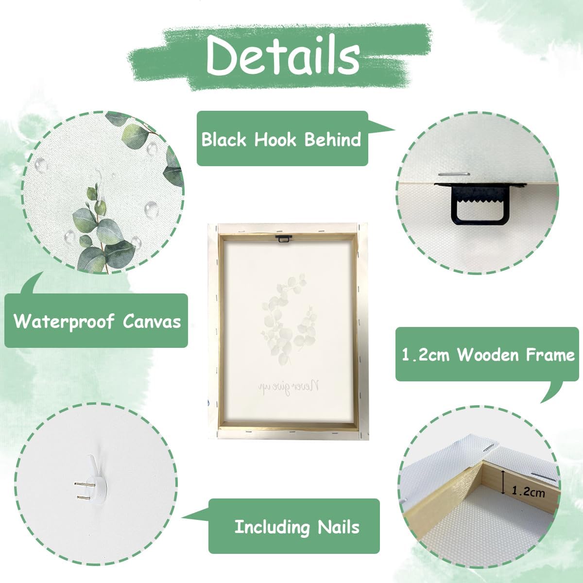 CHDITB Inspirational Plant Art Office Decor, Positive Affirmations Wall Decor, Botanical Canvas Motivational Framed Wall Art,Set Of 6(8x10 Inch) Eucalyptus Leaves Sage Poster For Classroom Home Decor - Image 7