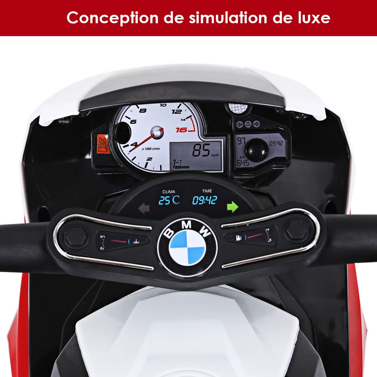 GOPLUS Moto Electrique Enfants BMW 6V, Voiture Electrique Enfants Motos avec 3 Roues,Effets Musicaux et Lumineux, Porteur Enfants,Charge 20KG,pour 1,5-3 Ans(Rouge)