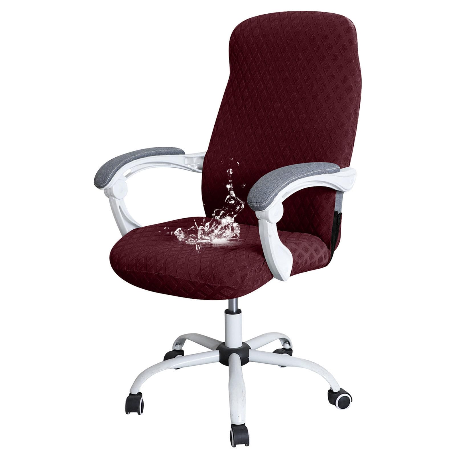 Zrcyxdw Wine Red Waterproof Computer Office Chair Cover-Large