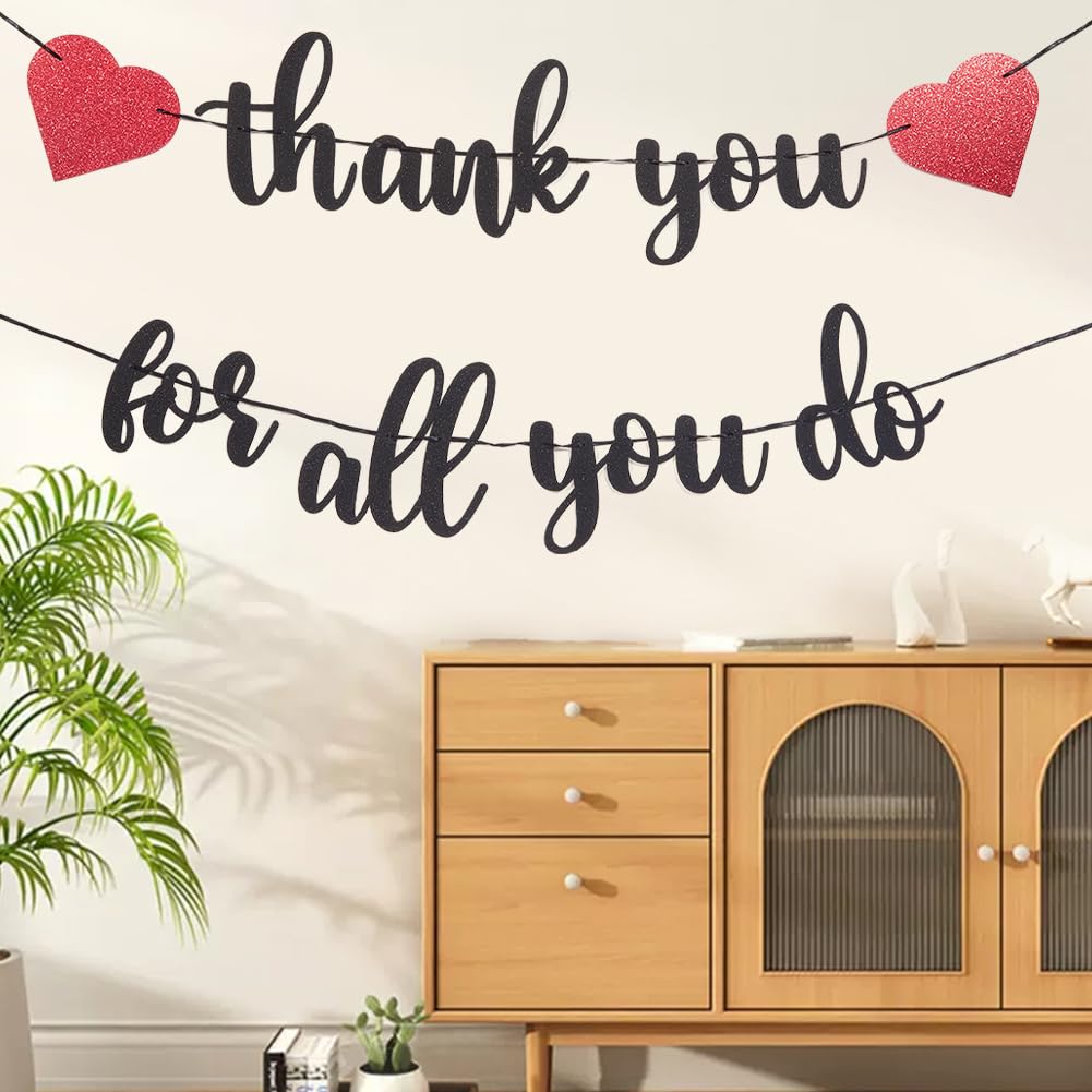 CREATCABIN Thank You for All You Do Banner Thanksgiving Banners Black ...