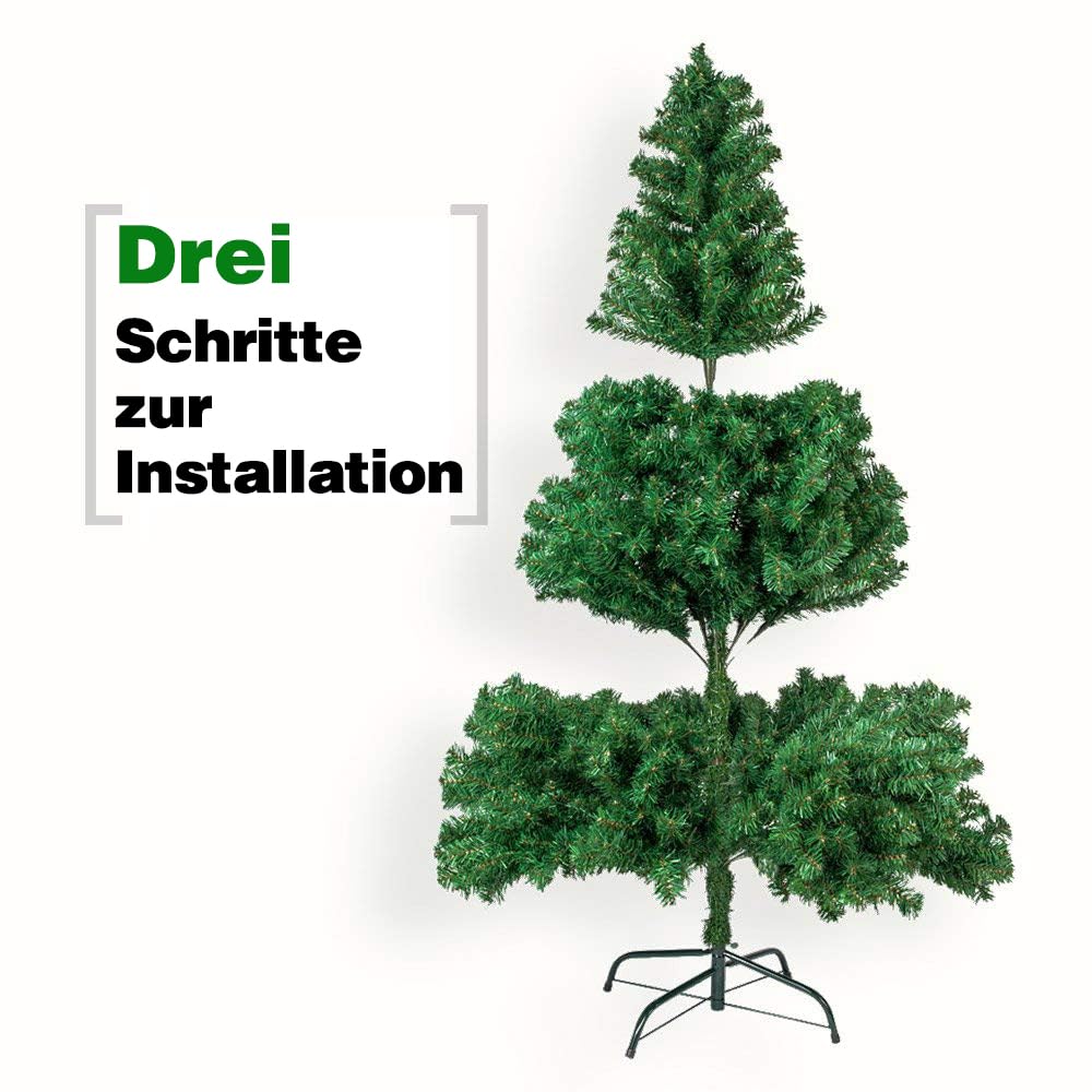 LALAHO Sapin de Noël Artificiel de 165 cm, Arbre de Noël avec 600 Pointes de Branche - Matériau PVC Ignifuge avec Pied en Métal, Convient à Divers endroits, Vert