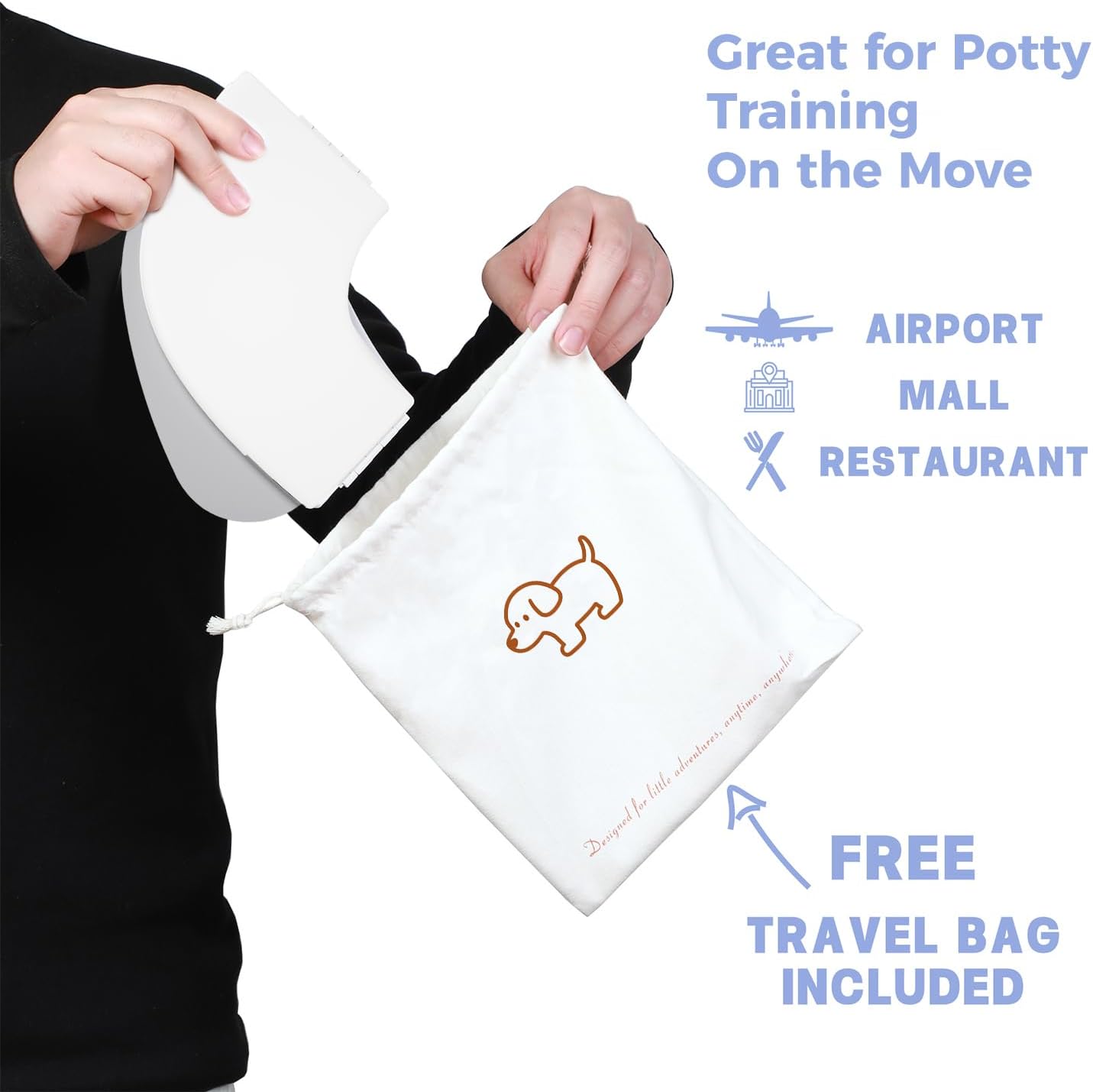 FOOYOO Foldable Toddler Toilet Seat | Portable Potty Training Seat for Travel & Home, Non-Slip, Fits Most Toilets, Easy to Clean, with Travel Bag (Gray)