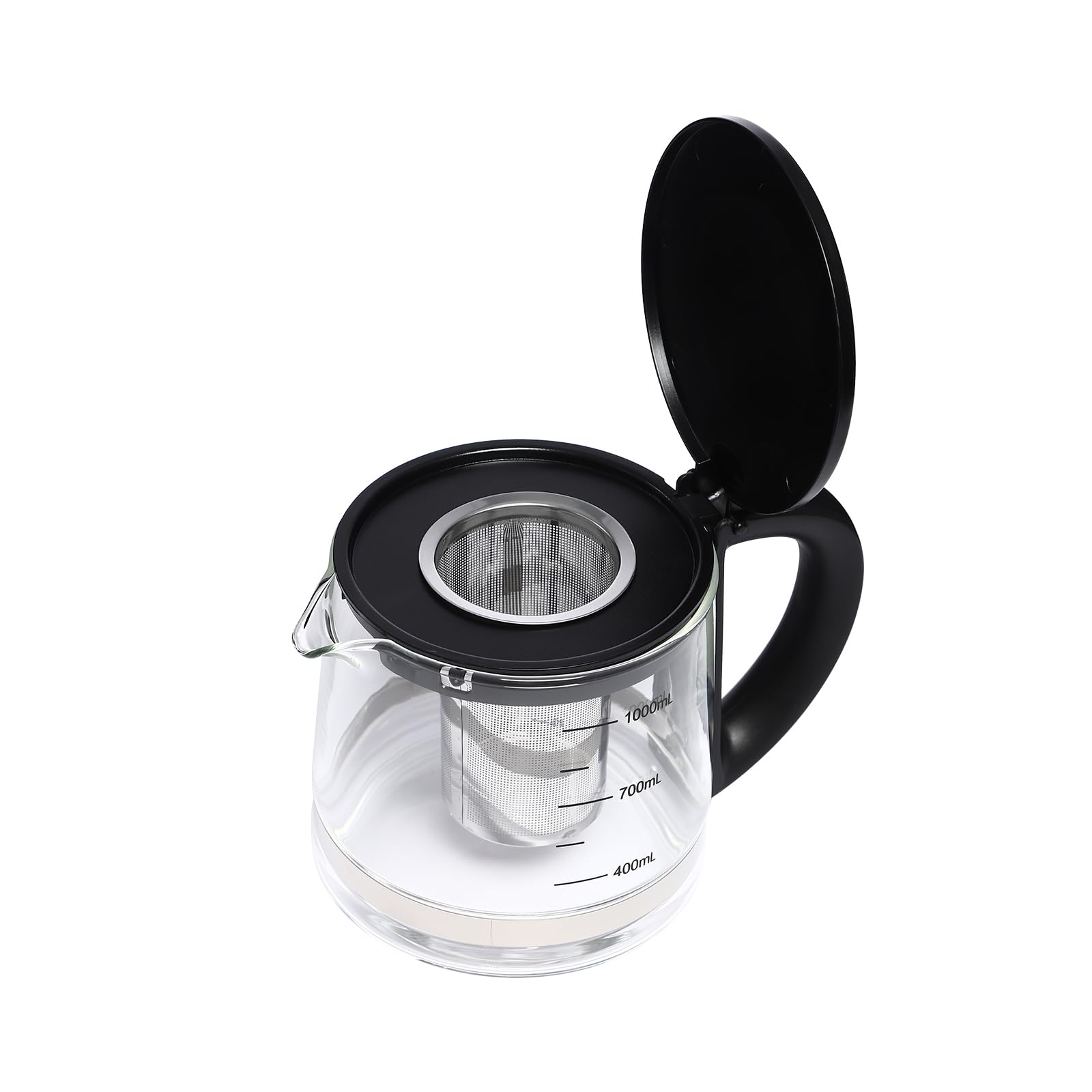 Hervidor de agua caliente de acero inoxidable, 2000 W, hervidor de agua eléctrico portátil, 2,5 L, gran capacidad para té, café, leche en polvo (38 x 25 x 25 cm, negro)