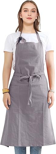 TOPTIE Delantal de algodón suave, color sólido, para casa, jardín, unisex, ajustable, para chef, cocina, trabajo, delantal