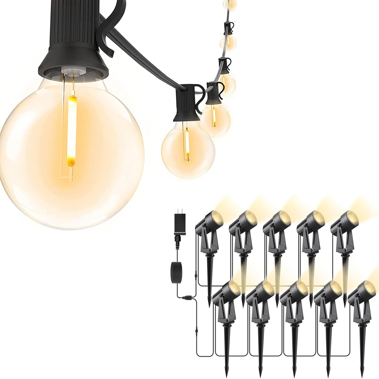 Svater Outdoor String Lights 200 FT with Landscape Lighting Low Voltage 10 Pack for Patio Backyard