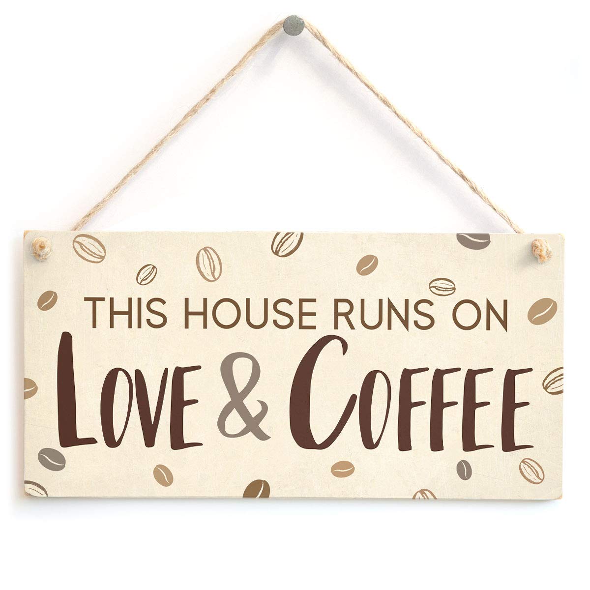 This House Runs On Love & Coffee Sign - Kitchen Coffee Station Plaque