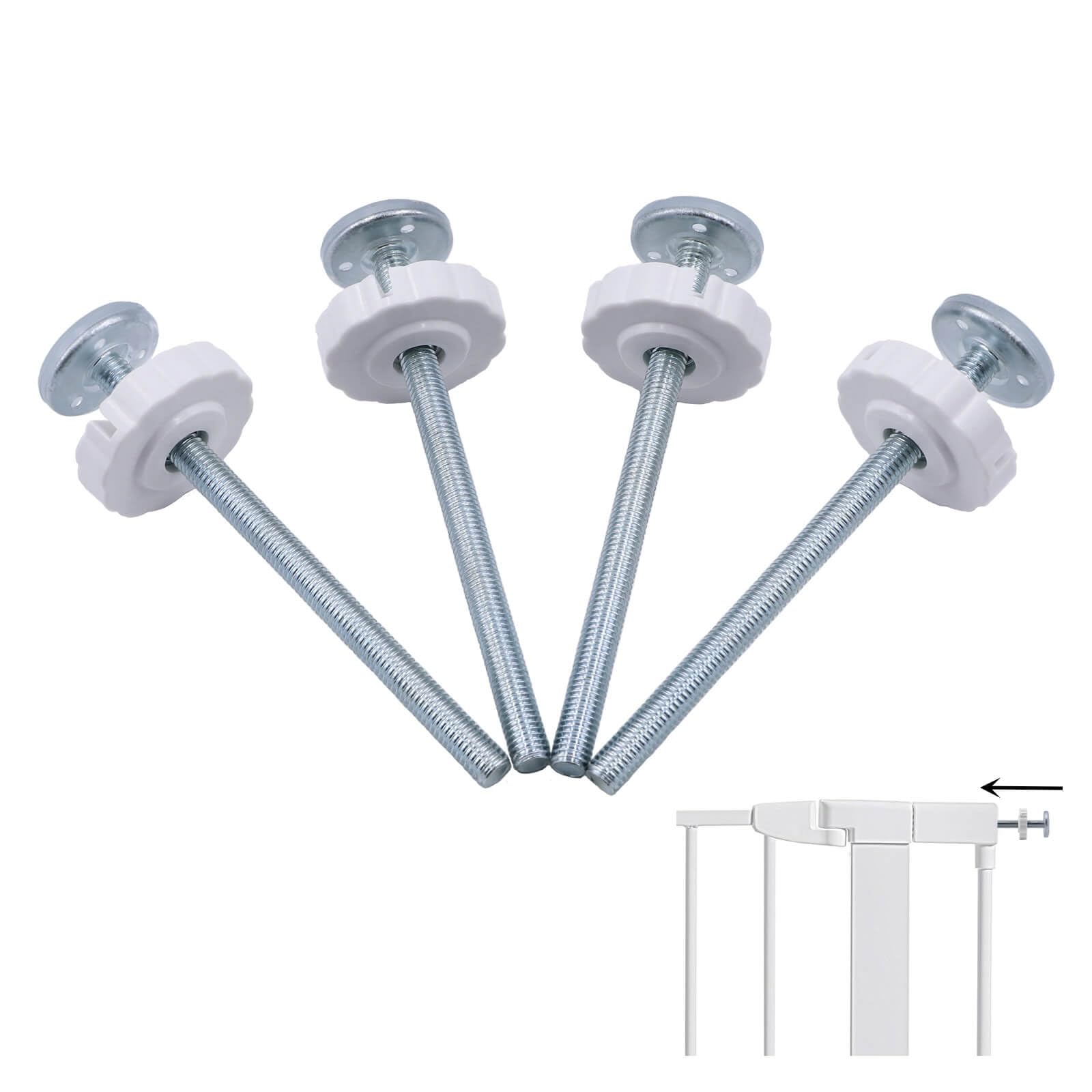 Flauzmann 4-Pack M8 (8MM) Baby Gate Replacement Parts, 4.92"/125mm Extra-Long Universal Threaded Spindle Rods for Pets & Pressure Mounted Safety Gates