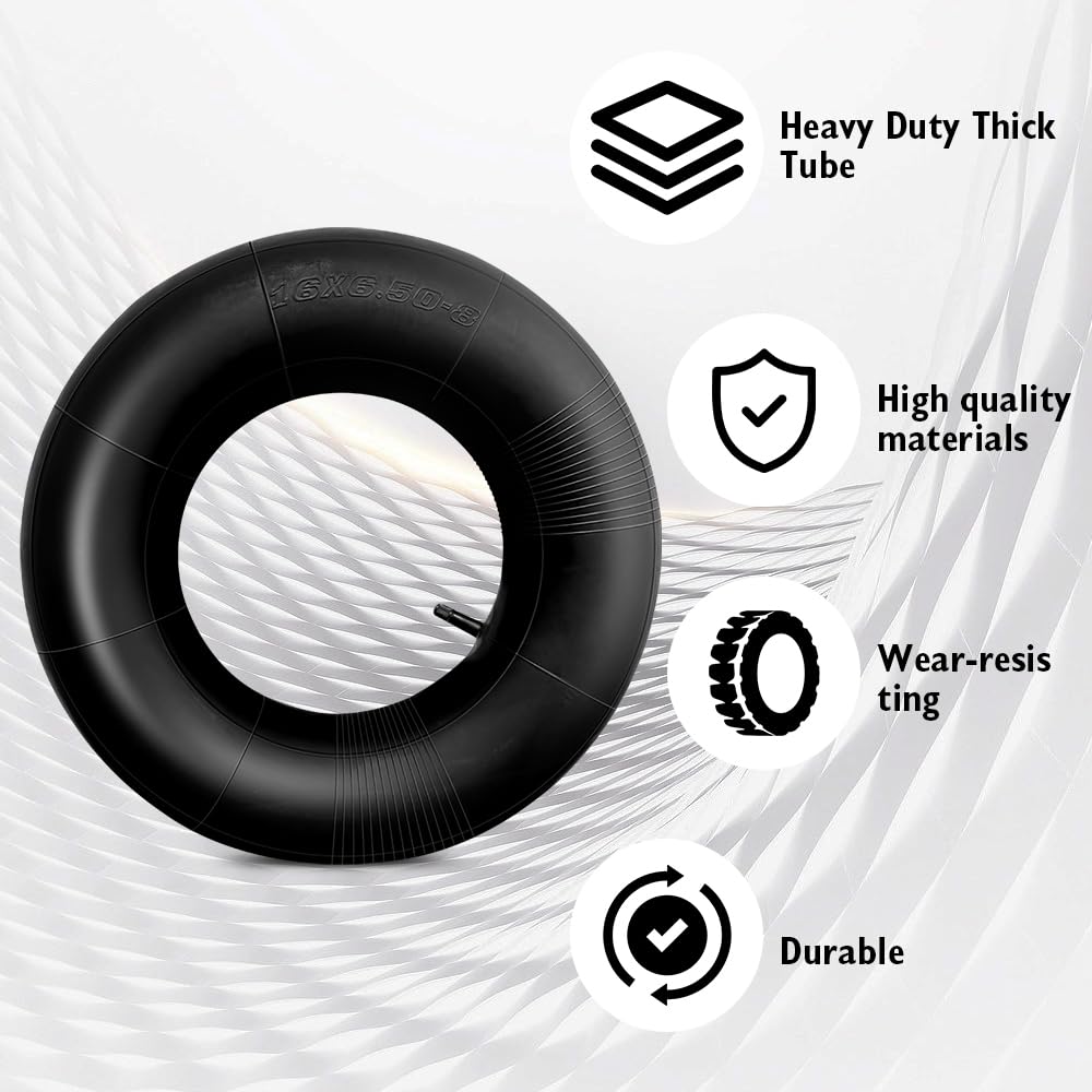 mizikuu 16x6.50-8 Camera d'Aria, 2 Ruota di Ricambio Camera d'Aria Ruota Carriola Pneumatici Da Trattore Inner Tube Valvola Per vari tosaerba carriole rimorchi da giardino go-kart golf cart
