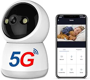 Indoor Security Camera 2K HD 360 Degree Night Vision Camera, WiFi 2.4GHZ & 5GHz Home Camera with Motion Detection & Tracking for Pet/Dog/Cat Camera with APP, Cloud & SD Card Storage asin的图片