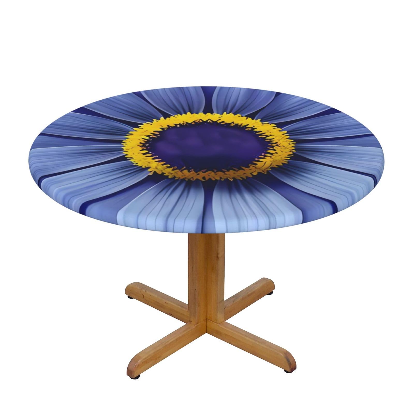 Nappe ronde imperméable fleurie et élastique pour table de 101 à 127 cm