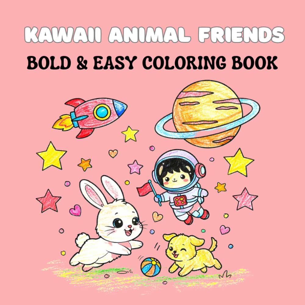Kawaii Animal Friends Coloring Book for Kids: Simple Bold Line Pages of Adorable Animal Friends