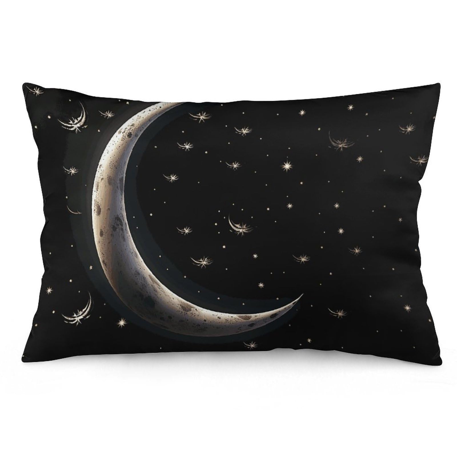 NTVOWPZO 2 Pack Decoration Throw Pillow Covers 20"x30" Pillowcases Covers Crescent Moon on Black Background Pillowcases Modern Farmhouse Home Decor Sofa Cushions Covers for Couch Bed Living Room