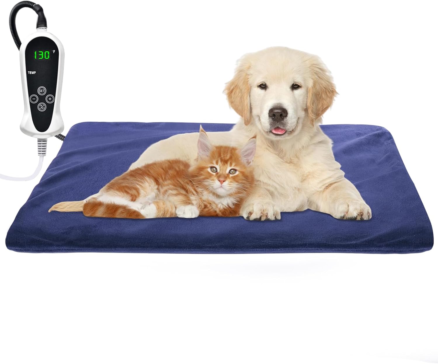 RIOGOO Pet Heating Pad, Electric Heating Pad for Dogs and Cats Indoor Warming Mat with Auto Power Off (Large:22" x 18")