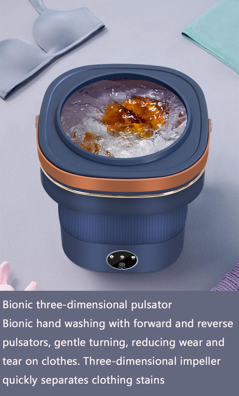 Pralka pulsacyjna 8,5 l, przenośna pralka do bielizny, składana pralka, odpowiednia do podróży i biwakowania (white A)