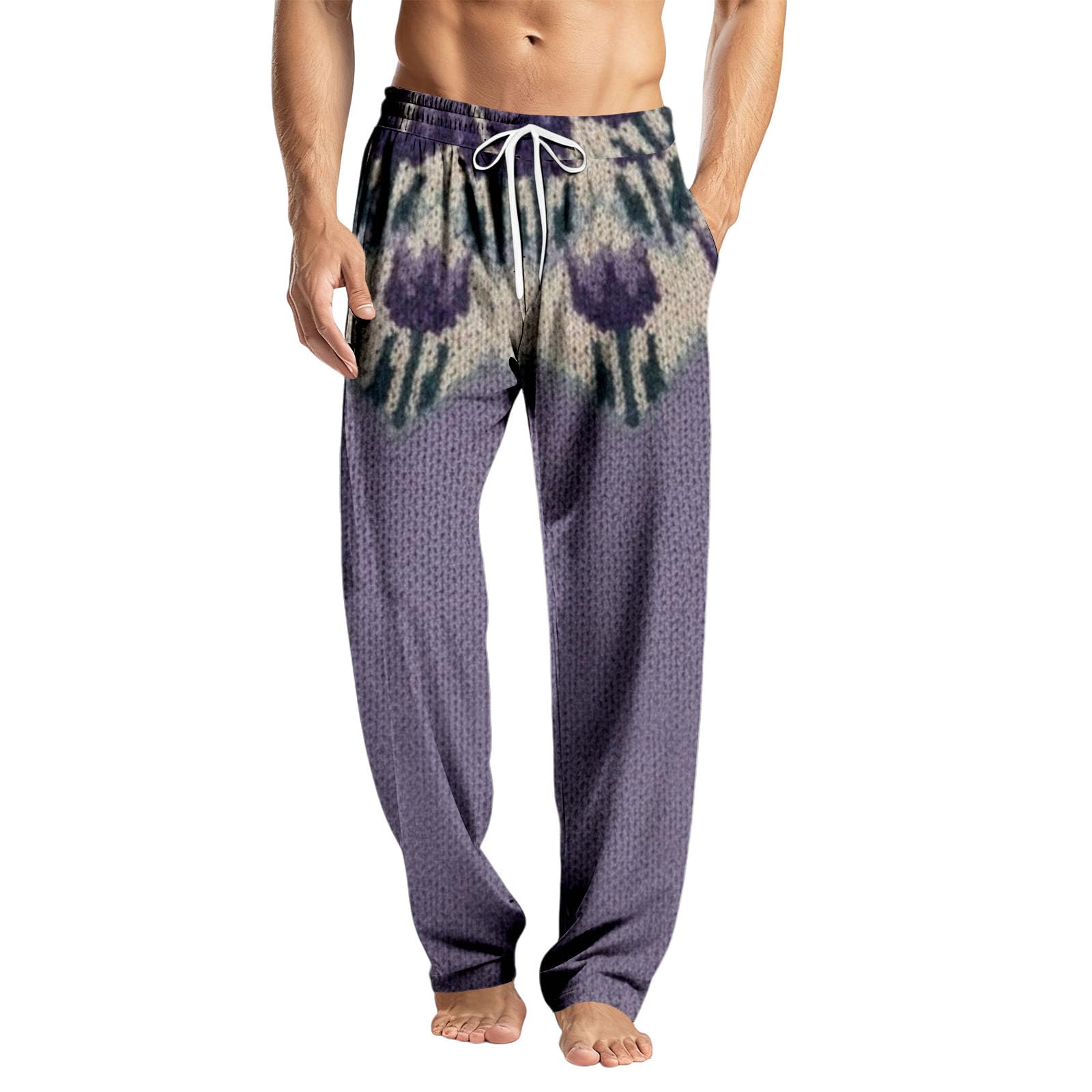 Generisch Pijama corto para hombre, pantalones de yoga, albornoz bordado para hombre (púrpura, M)