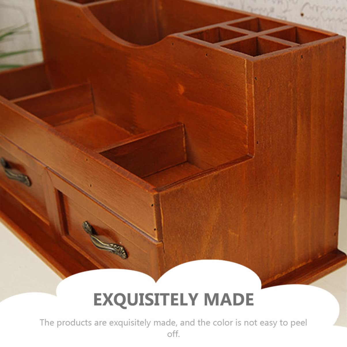 Holzorganizer Aufbewahrungsbox für Make Up im Retro Stil Braun
