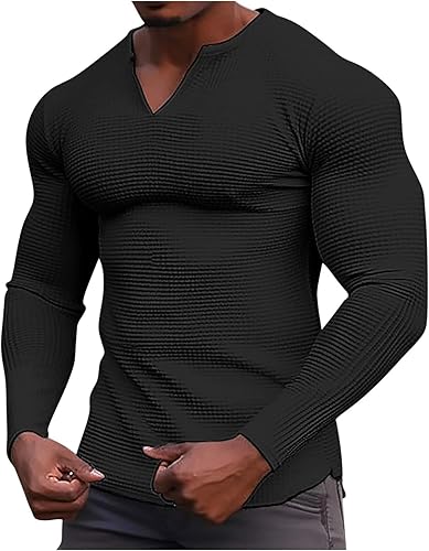 Botón elástico pulóver suéter Camisas Hombre Cuello Alto sólido Camisetas túnica Manga Larga Blusa Deportiva Camiseta