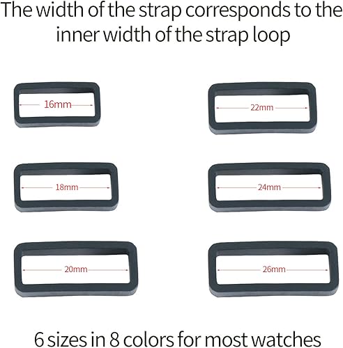 Miniatura 3 de Paquete de 6 correas de reloj de goma de 0.630 in, 0.709 in, 0.787 in, 0.866 in, 0.945 in y 1.024 in de silicona
