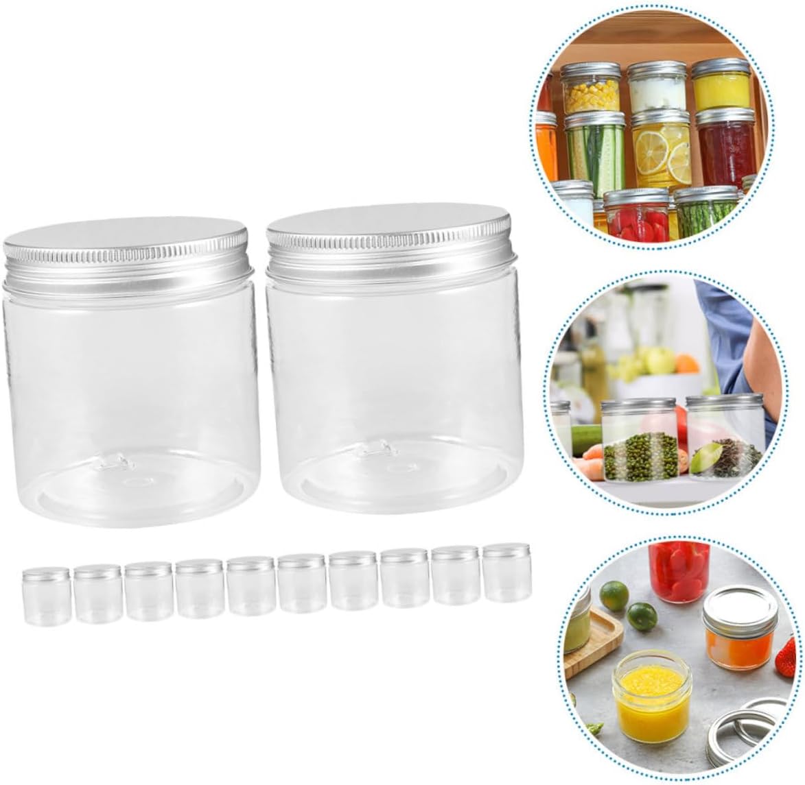 12pcs Aluminum Lid Jars Jars 12 Oz Candy Regular Mouth Decorative Candle Holder Container with Lid Small Pet Plastic Wide Mouth Food
