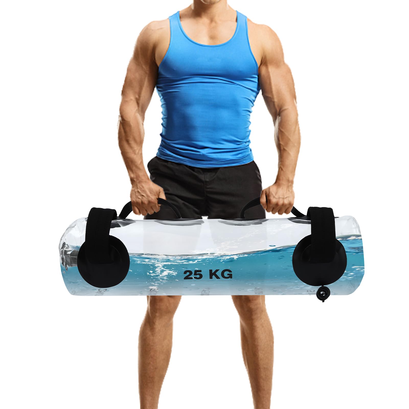 RTUSUML Fitness Water Weight Aqua Bag - Upto 55lbs Core Water Gym Equipment Sandbags, Portable Stability Fitness, Durability for Indoors and Outdoors - Clear, Includes Air Pump