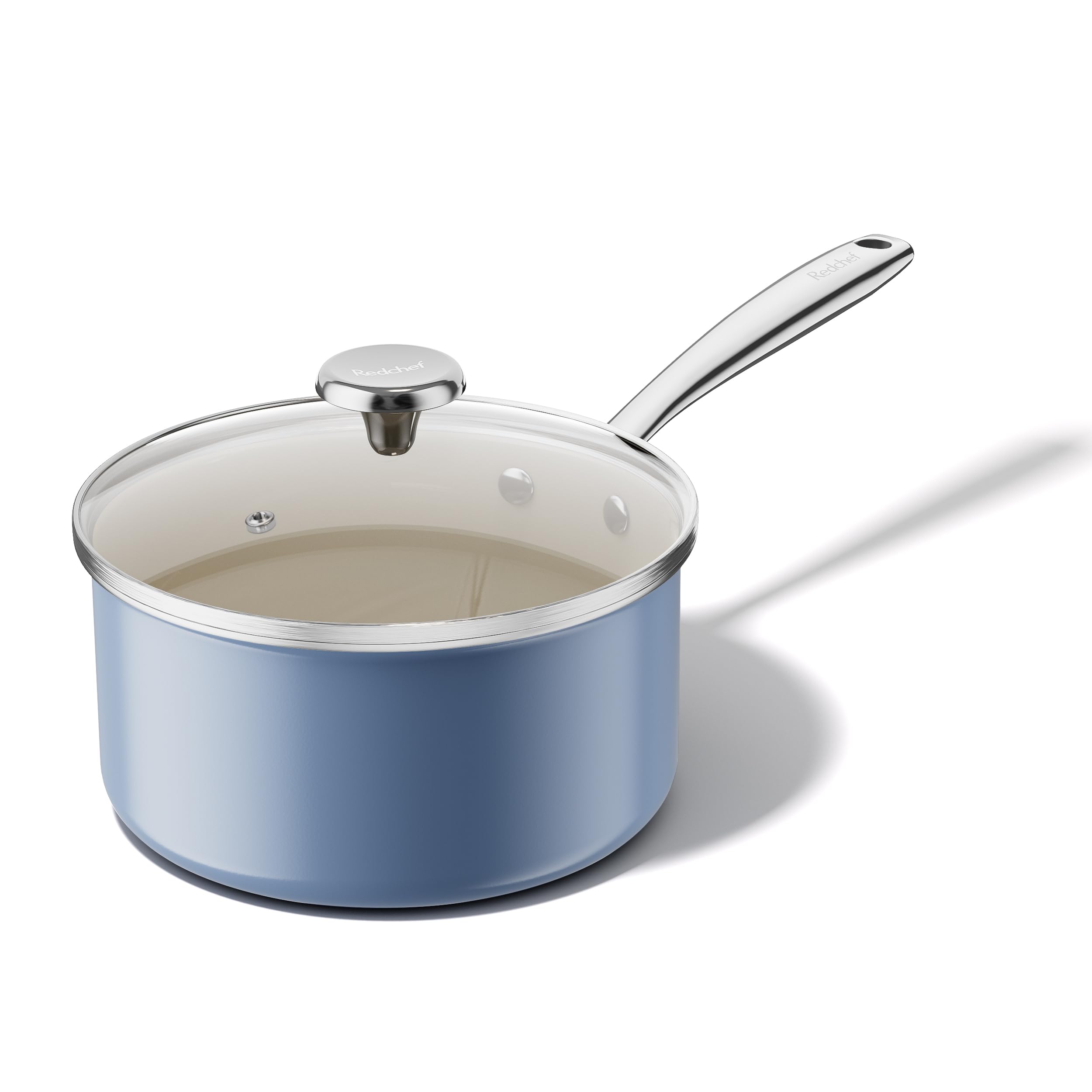 Redchef Non Stick Saucepan with Lid, 3.5QT Ceramic Pot for Cooking, Blue
