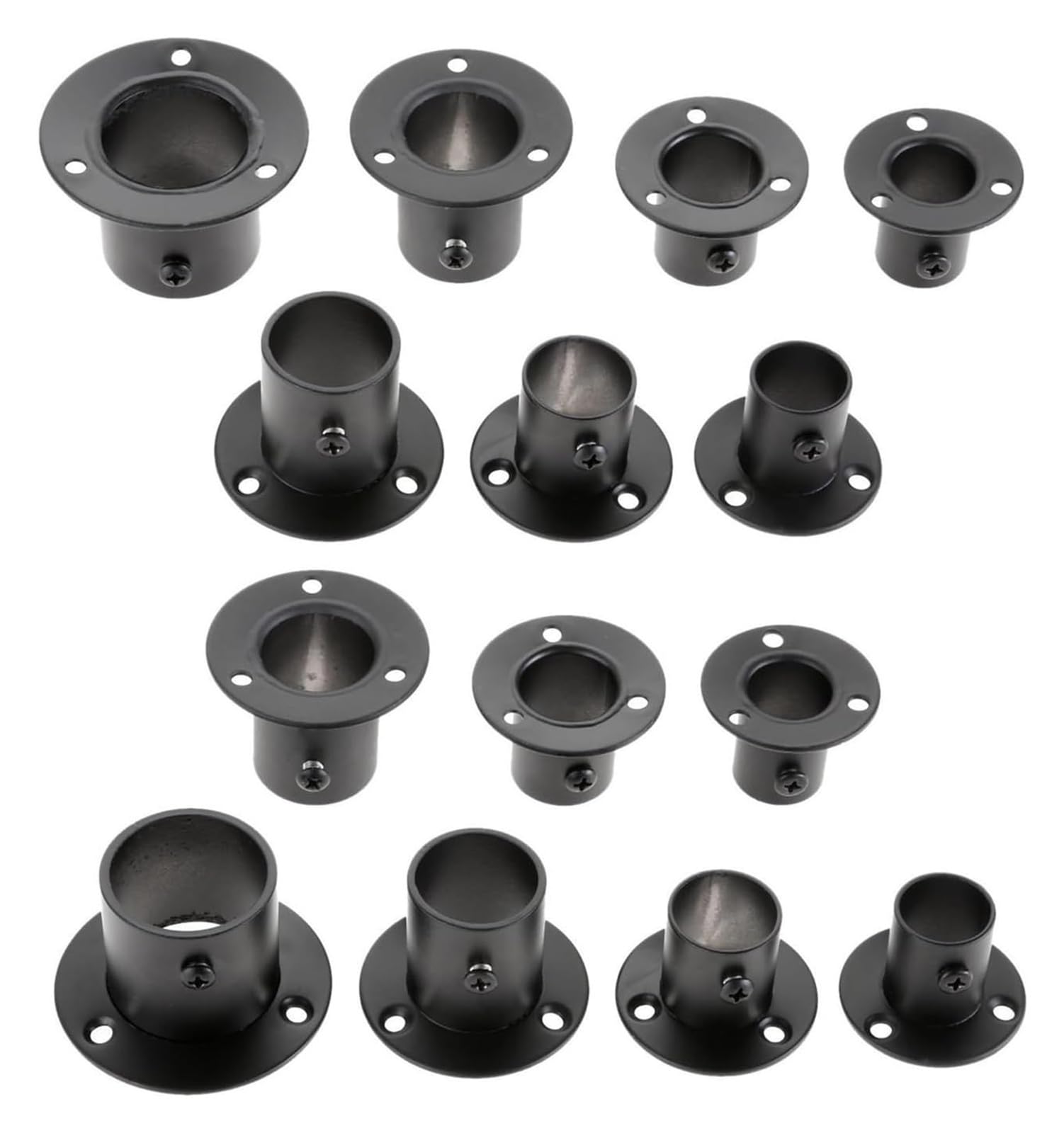 ALMLNLL Closet brackets Wardrobe Stainless Steel Hanging Rail Flange Bracket 2 Pcs Black 19-32mm(32mm)