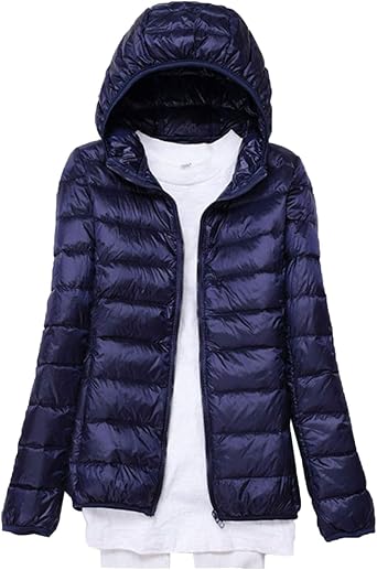 Cicilin Womens Hooded Down Puffer Jacket Lightweight Duck Down Quilted Jacket
