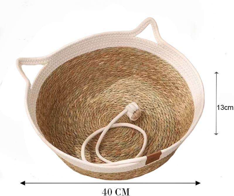 Rukuapid Cuty Cat Basket Bed, Wicker Kitten Basket with Toy Ball - Image 2