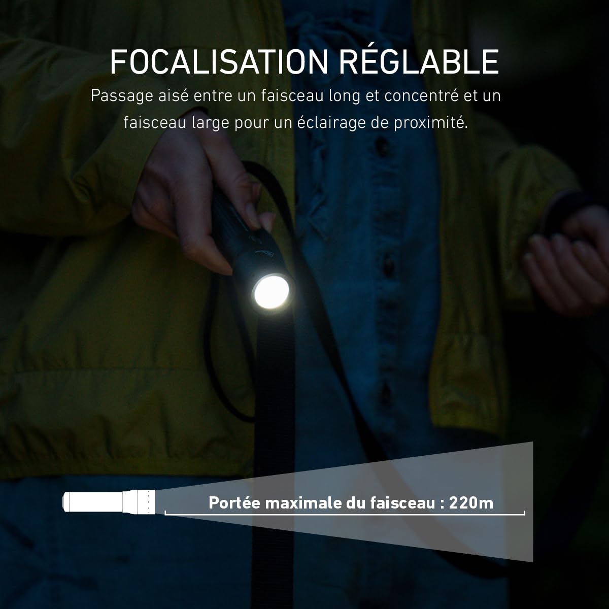 Ledlenser P7R SE Lampe torche rechargeable, 1100lm, 210m portée, Dual Power