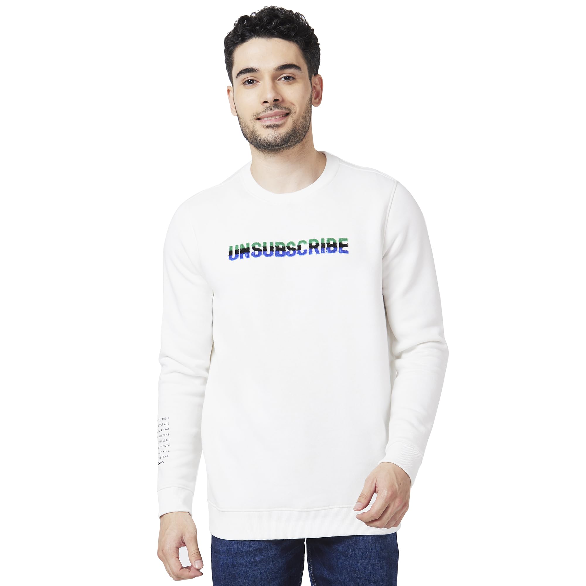 Men Navy Blue Blended Slim Fit Full Sleeve Round Neck Plain Sweatshirt-image-13